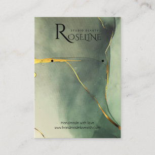 Watercolor green gold glitter jewlery  Display Business Card