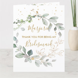 Watercolor green & gold leaves Thank you