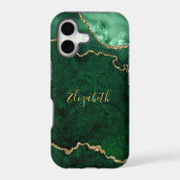 Watercolor Green Gold Marble Agate Geode