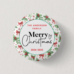 : Watercolor Green Grass – Festive Christmas Party 1 Inch Round Button