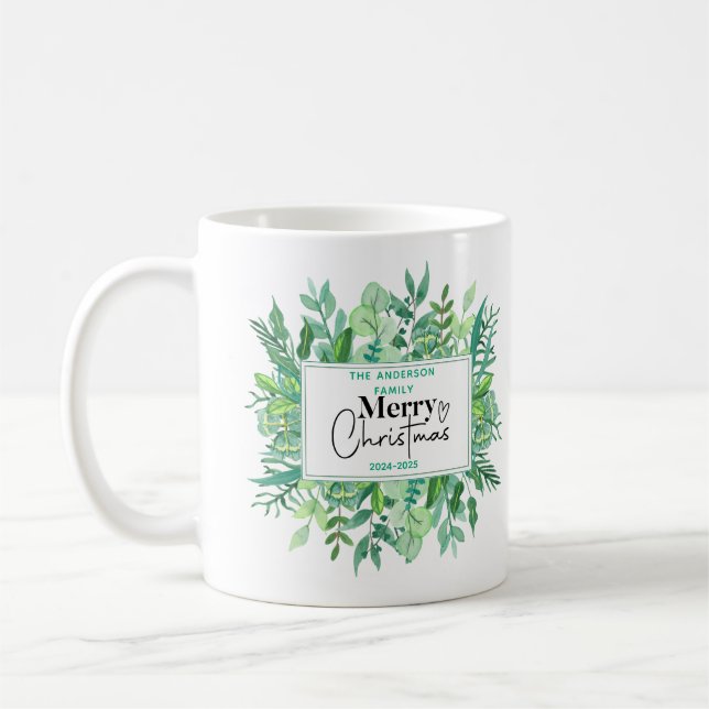 Watercolor Green Grass – Festive Christmas Party Coffee Mug (Left)