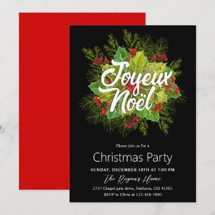 Watercolor Green Holly Christmas Holiday Party Invitation