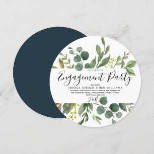 Watercolor Green Leaf Spring Engagement Party Invitation