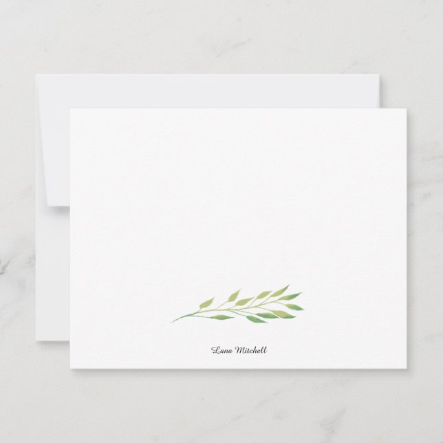 Watercolor green leaves card (Front)