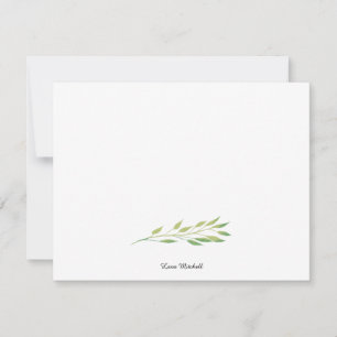 Watercolor green leaves card