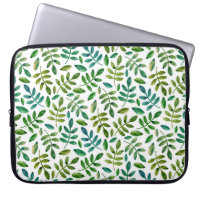 Watercolor green leaves pattern. Greenery floral