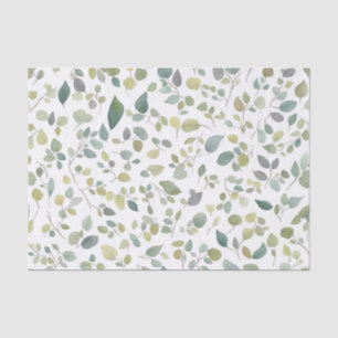 Watercolor Green Leaves Pattern Tissue Paper