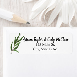 Watercolor green Leaves Wedding Address Label