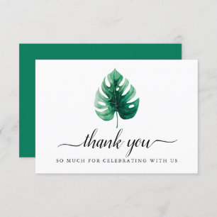 Watercolor Green Monstera Leaf Thank You Card
