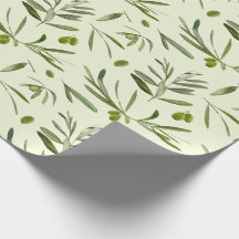 Watercolor Green Olive Branches