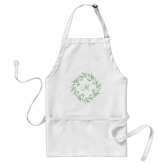 Watercolor Green Olive Wreath Standard Apron (Front)