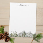 Watercolor Green Pine Forest Letterhead<br><div class="desc">Bring the tranquillity of nature to your letters with this elegant letterhead featuring a watercolor landscape of a green pine forest,  woods,  and mountains. Suitable for nature lovers.</div>
