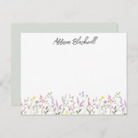 Watercolor Green Pink Wildflower Personalized Name