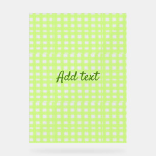 Watercolor green plaid ginham personalized add tex acrylic sign