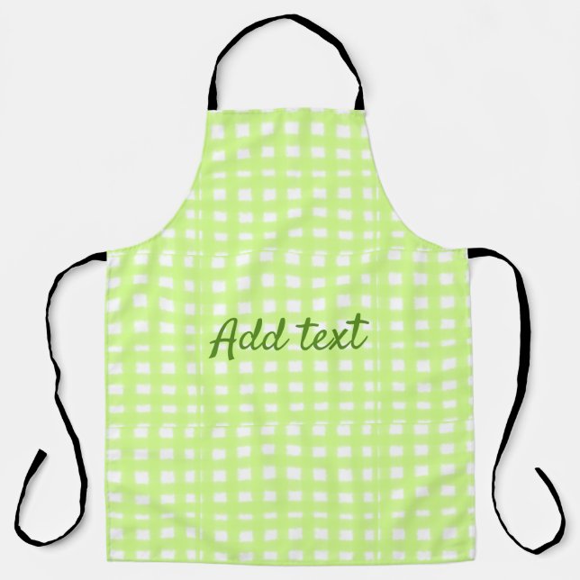 Watercolor green plaid ginham personalized add tex apron (Front)