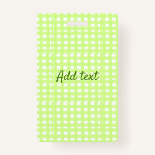 Watercolor green plaid ginham personalized add tex badge