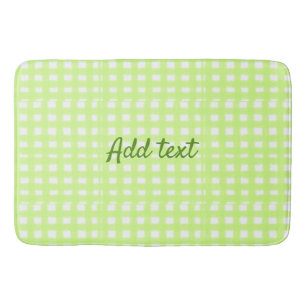 Watercolor green plaid ginham personalized add tex bath mat