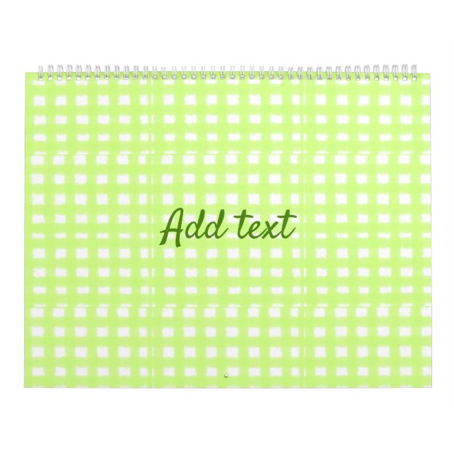 Watercolor green plaid ginham personalized add tex calendar (Cover)