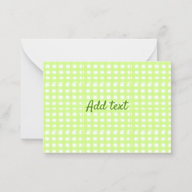 Watercolor green plaid ginham personalized add tex card (Front)