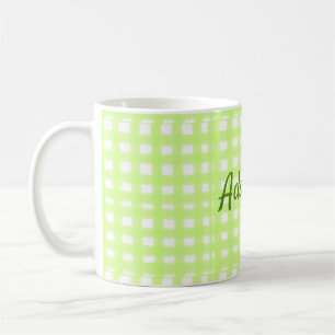 Watercolor green plaid ginham personalized add tex coffee mug