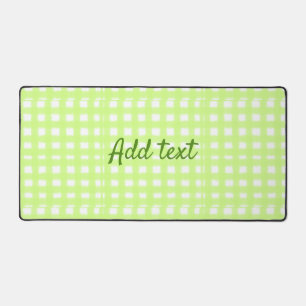 Watercolor green plaid ginham personalized add tex desk mat