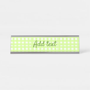 Watercolor green plaid ginham personalized add tex desk name plate