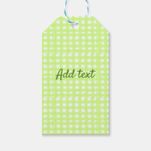 Watercolor green plaid ginham personalized add tex gift tags