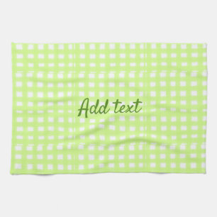 Watercolor green plaid ginham personalized add tex kitchen towel