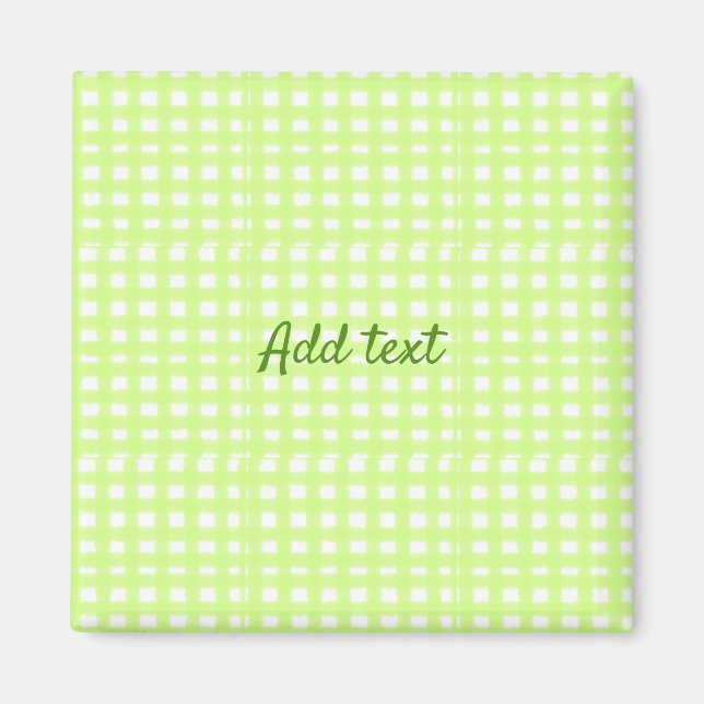 Watercolor green plaid ginham personalized add tex magnet (Front)