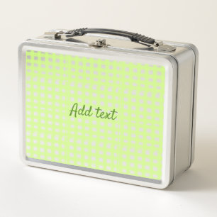 Watercolor green plaid ginham personalized add tex metal lunch box