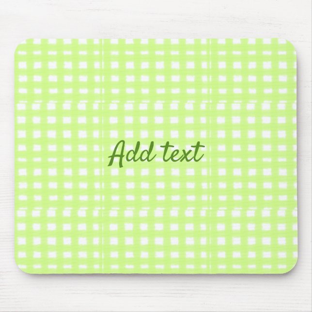 Watercolor green plaid ginham personalized add tex mouse pad (Front)