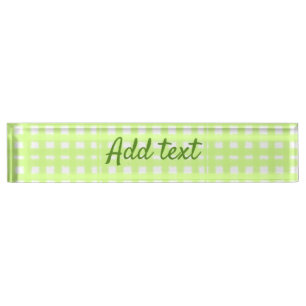 Watercolor green plaid ginham personalized add tex nameplate