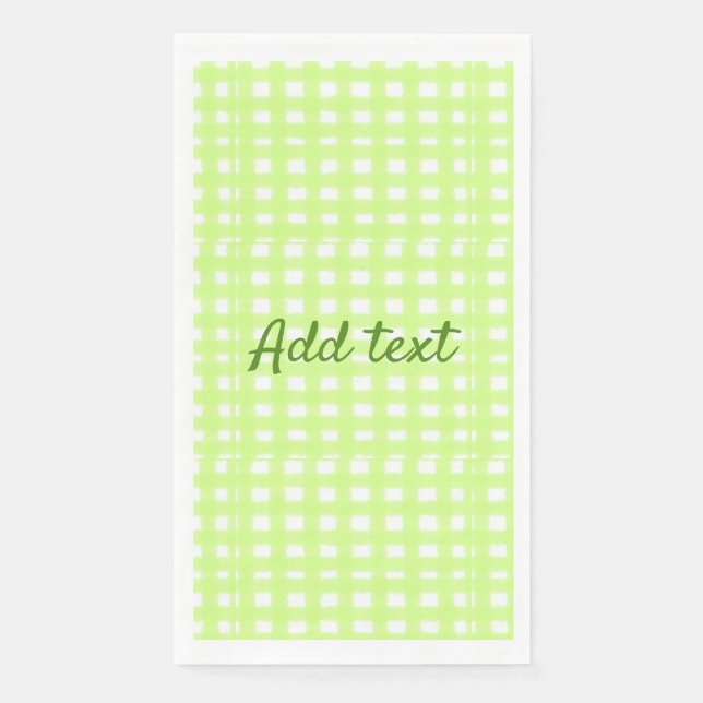 Watercolor green plaid ginham personalized add tex napkin (Front)