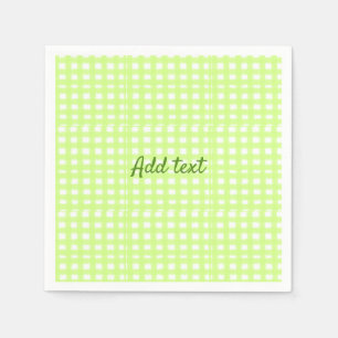 Watercolor green plaid ginham personalized add tex napkin