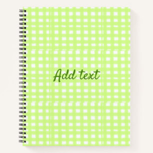Watercolor green plaid ginham personalized add tex notebook