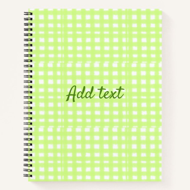 Watercolor green plaid ginham personalized add tex notebook (Front)