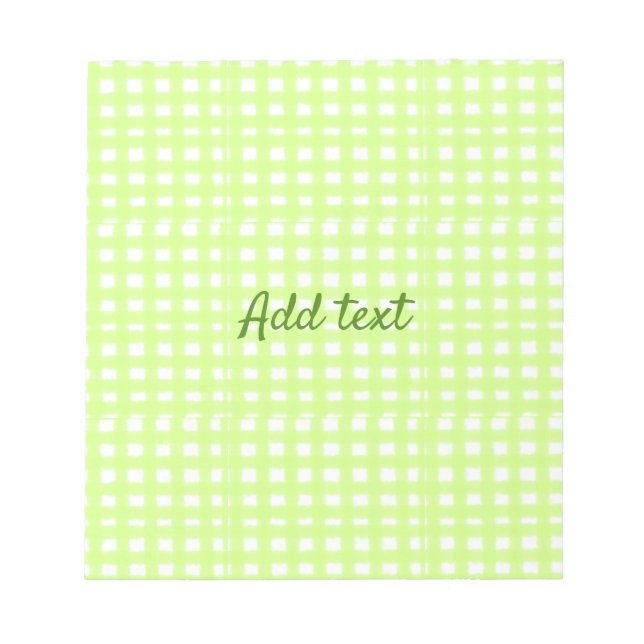 Watercolor green plaid ginham personalized add tex notepad (Front)