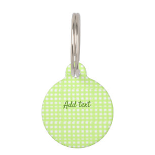 Watercolor green plaid ginham personalized add tex pet tag