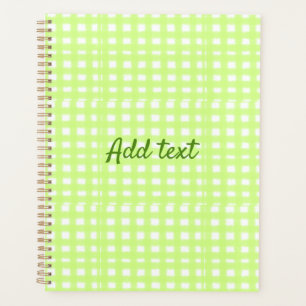 Watercolor green plaid ginham personalized add tex planner