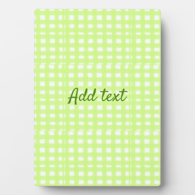 Watercolor green plaid ginham personalized add tex plaque (Front)