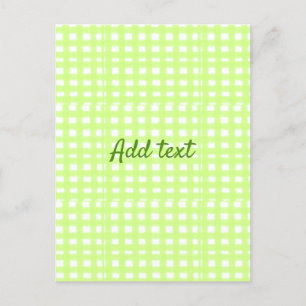 Watercolor green plaid ginham personalized add tex postcard