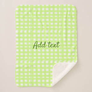 Watercolor green plaid ginham personalized add tex sherpa blanket