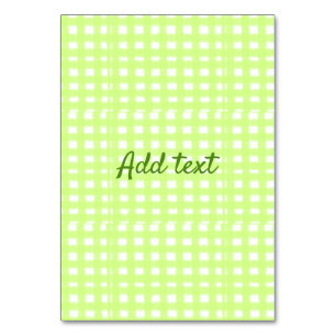 Watercolor green plaid ginham personalized add tex table number