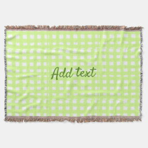 Watercolor green plaid ginham personalized add tex throw blanket