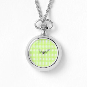 Watercolor green plaid ginham personalized add tex watch