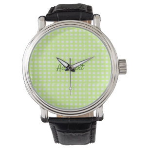 Watercolor green plaid ginham personalized add tex watch