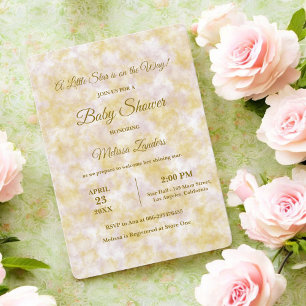 Watercolor Green & Purple Baby Shower Invitation 