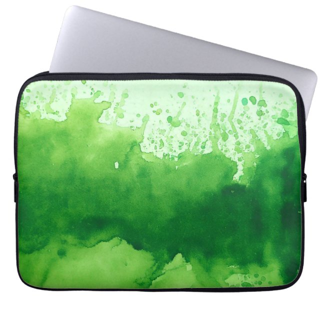 watercolor green texture laptop sleev sleeve (Front)