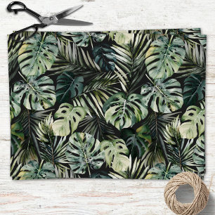 Watercolor Green Tropical Forest Leaves Pattern Tissue Paper