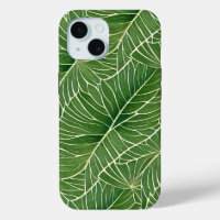 Watercolor Green Tropical Leaves Pattern